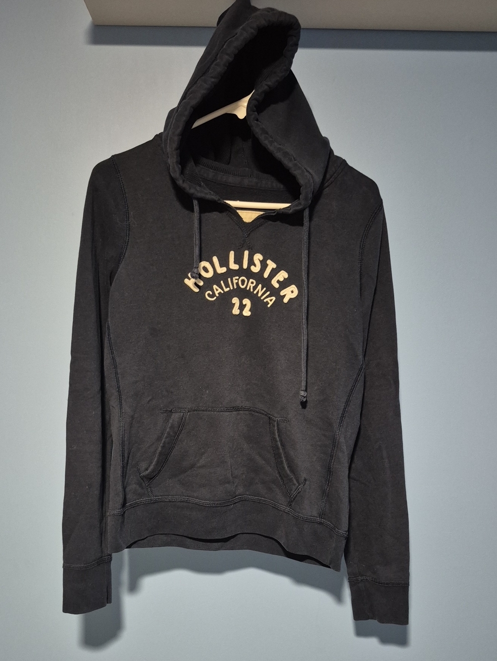 Hollister Navy Hoodie with Cream Logo